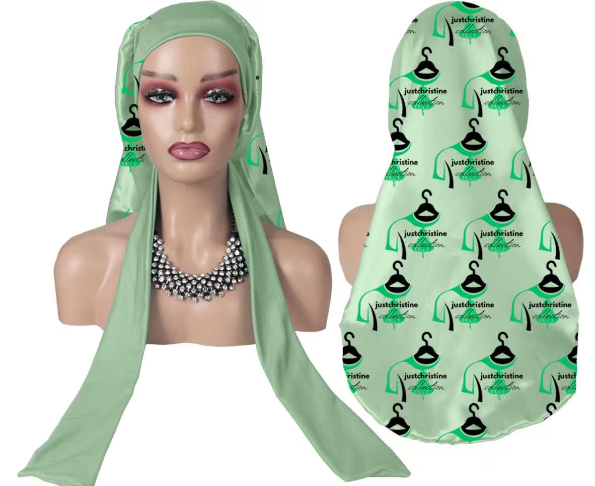 Mint Green Satin long bonnet