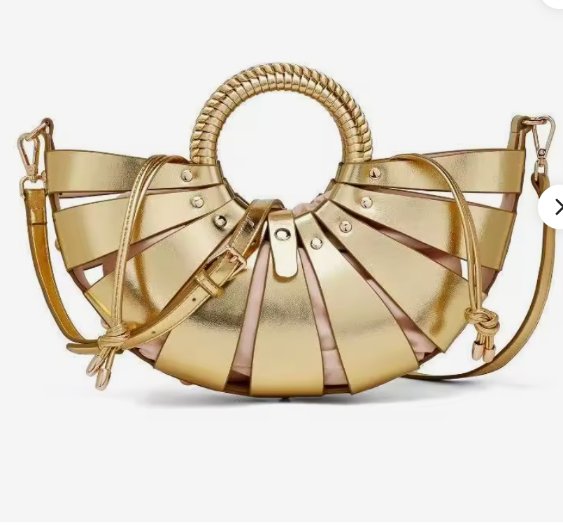 Women Fan Shaped Hollow Out Basket Bag