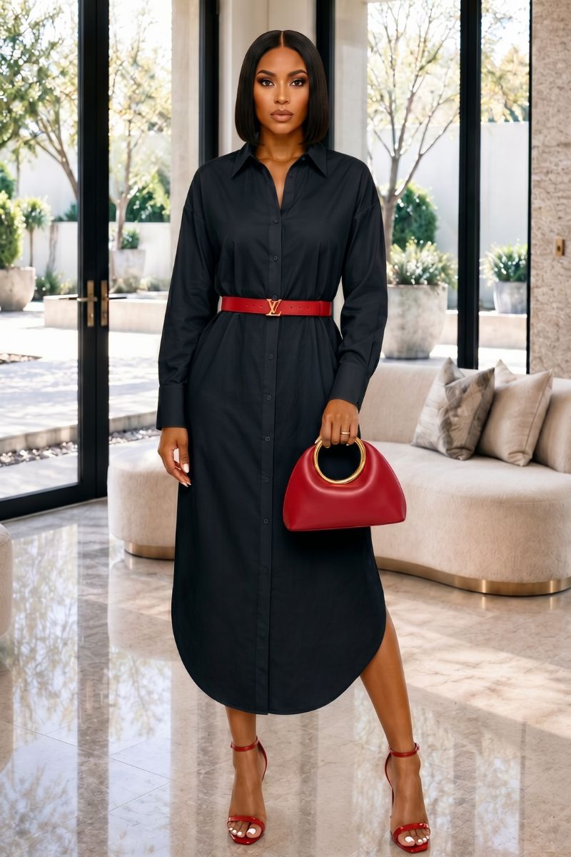 Malebo Midnight Elegance Shirt Dress