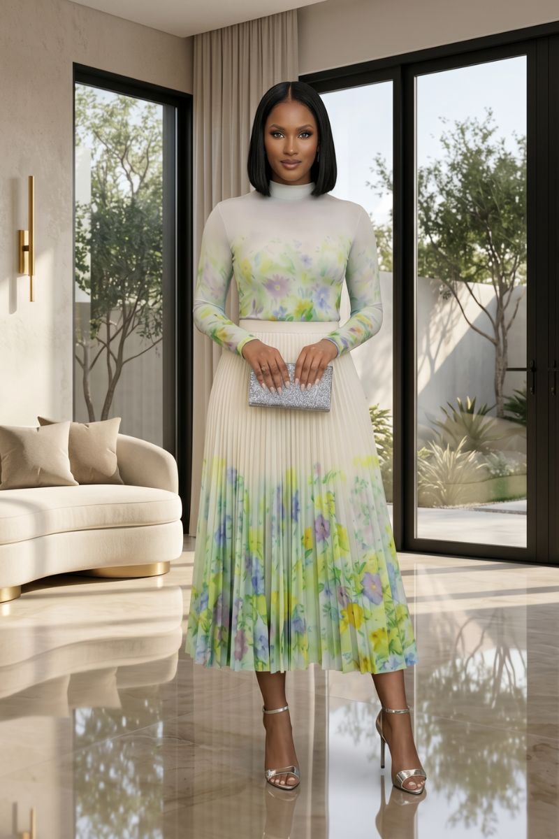 Ntumba Garden Bloom Pleated Skirt Set