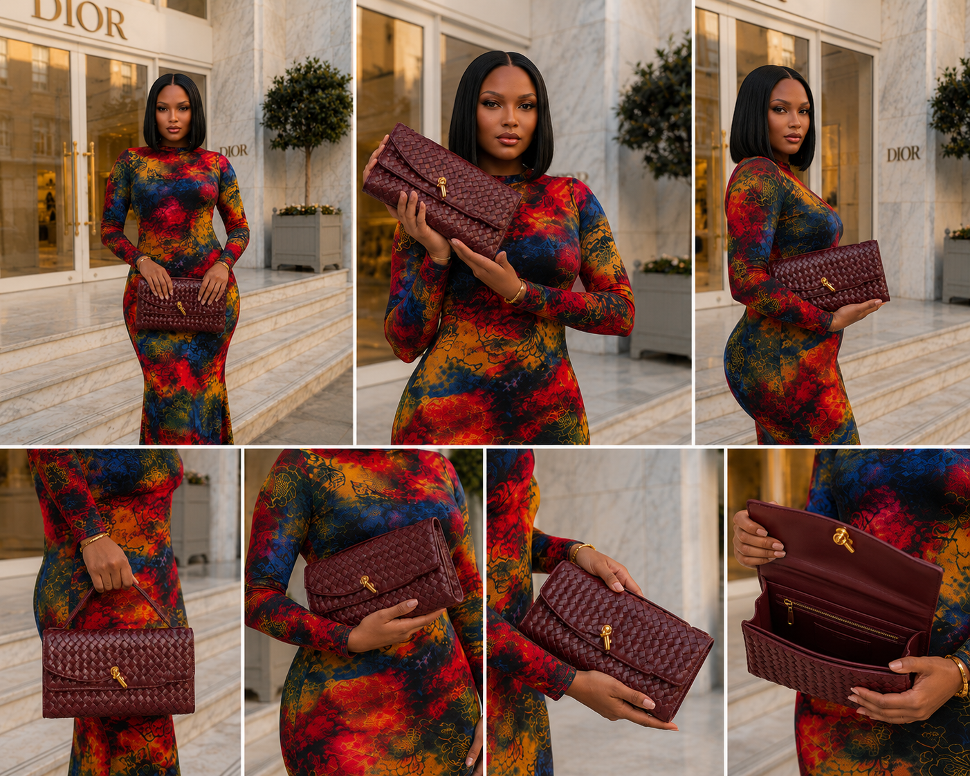 Woven Evening Bags Vegan Leather Clutch Handbags