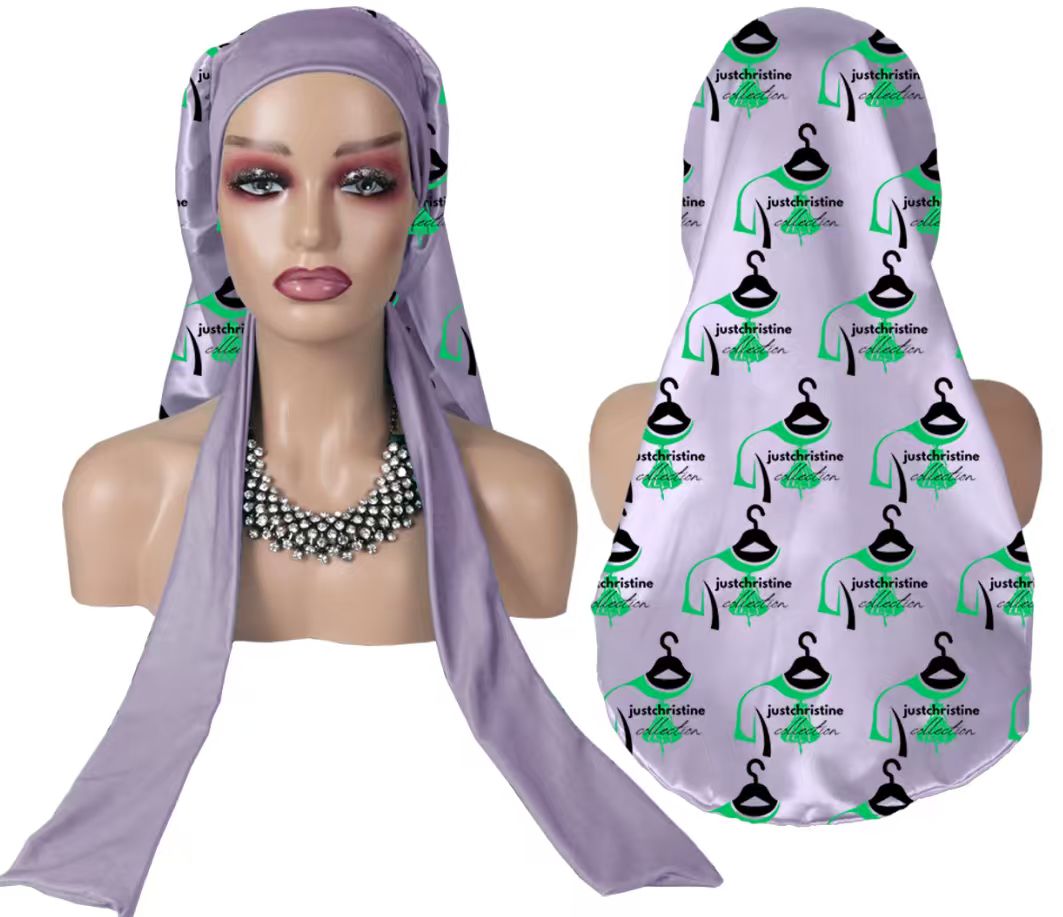 long Lavender Satin Bonnet