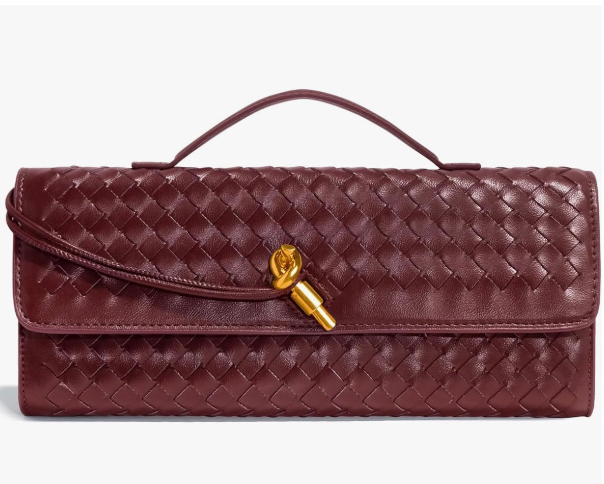 Woven Evening Bags Vegan Leather Clutch Handbags