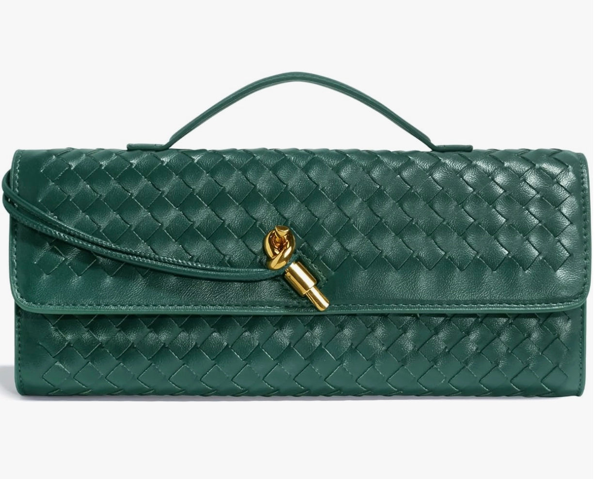 Woven Evening Bags Vegan Leather Clutch Handbags