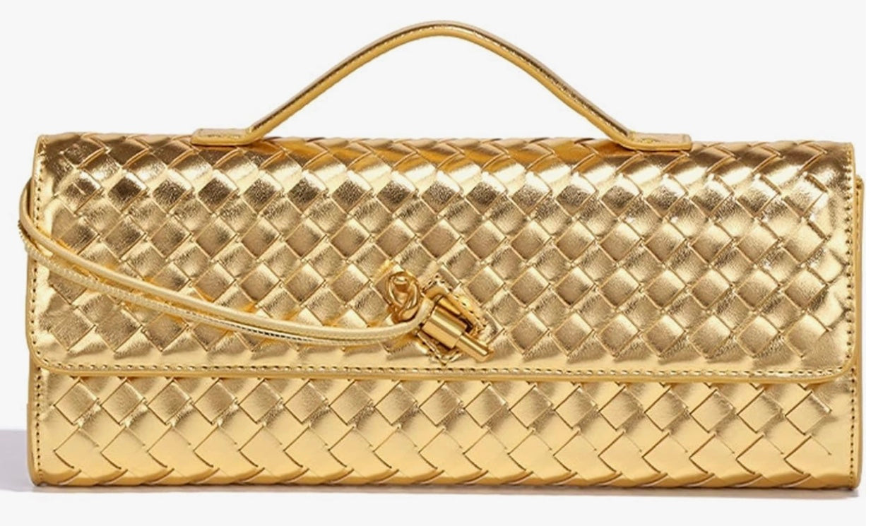 Woven Evening Bags Vegan Leather Clutch Handbags