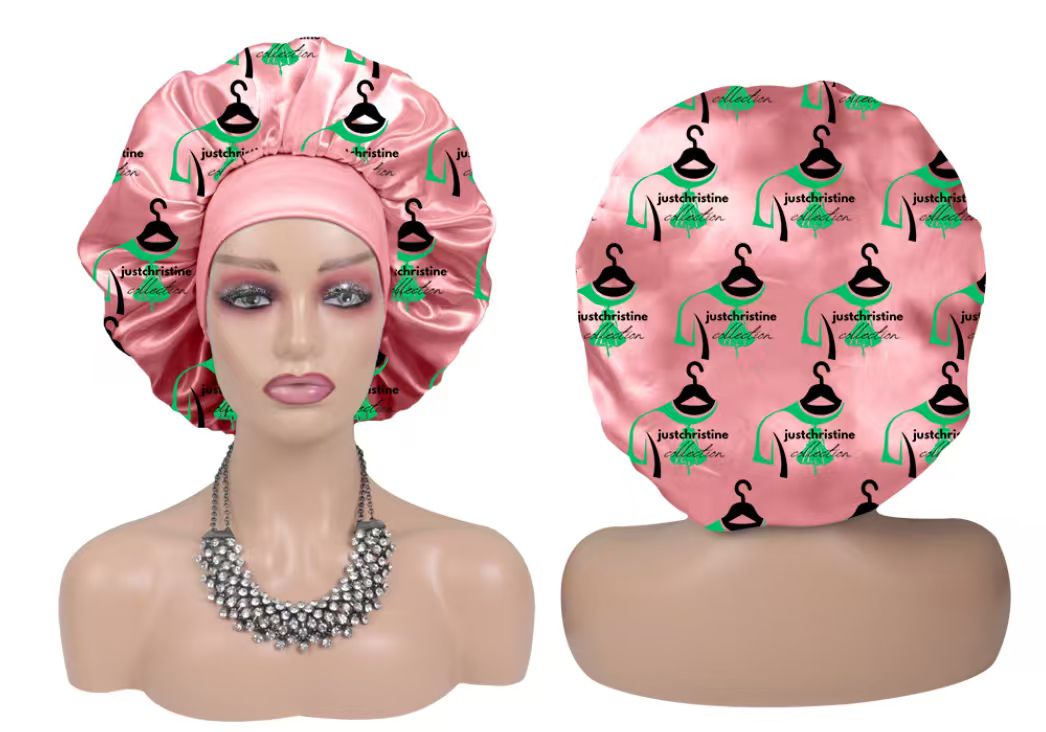 peach  Satin short  bonnet