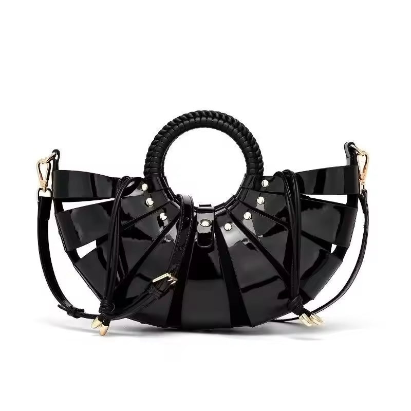 Women Fan Shaped Hollow Out Basket Bag