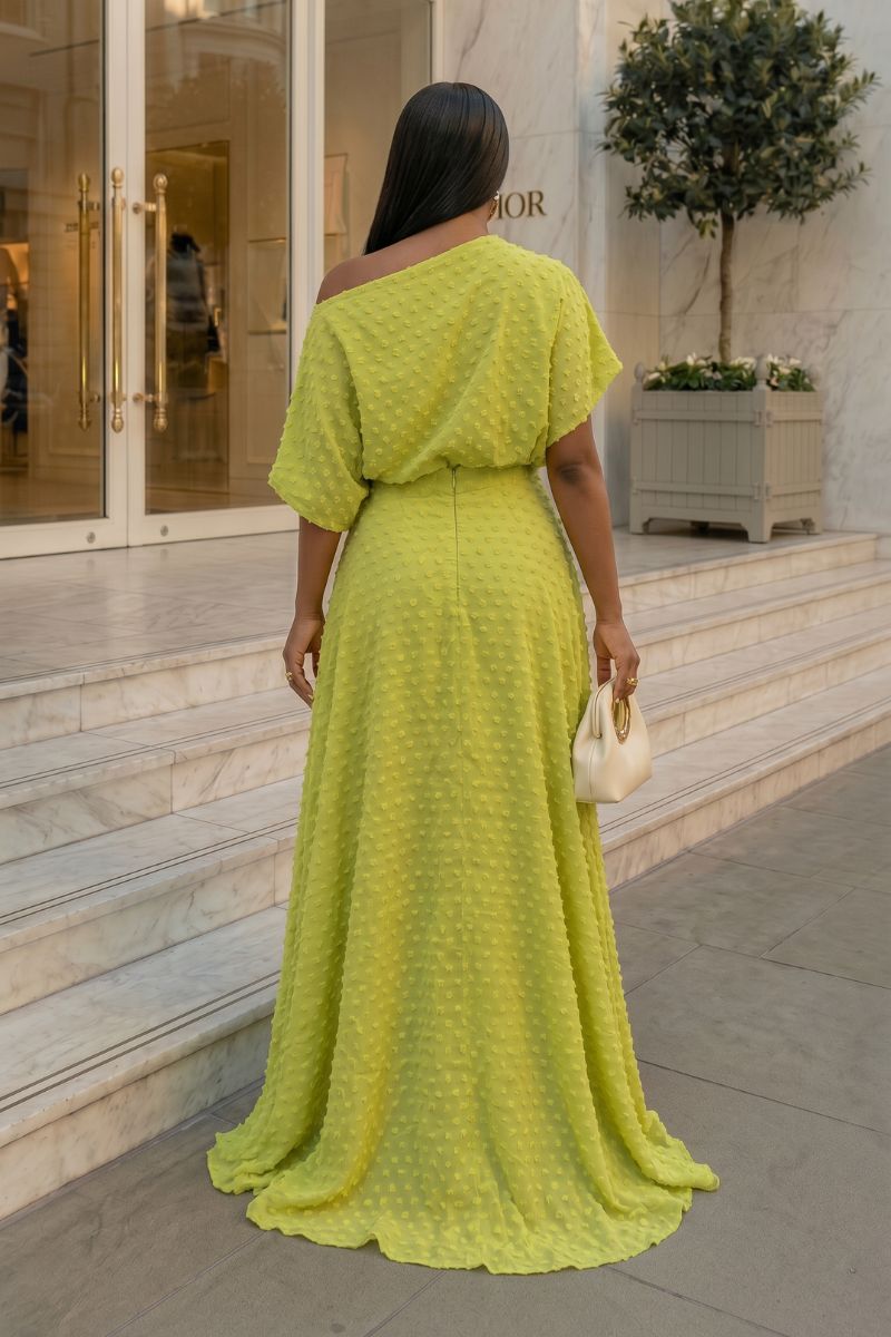 Justine lime Elegance Top and Maxi Skirt
