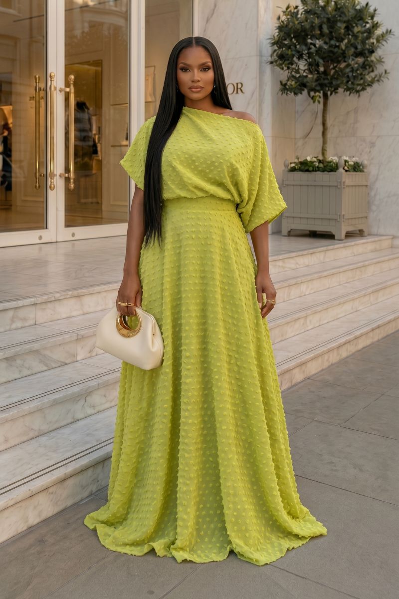 Justine lime Elegance Top and Maxi Skirt